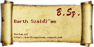 Barth Szalóme névjegykártya